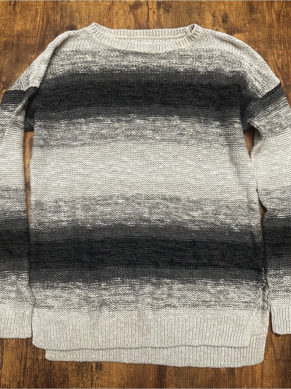 Hollister Women's Ombre Gray Crewneck Knit Sweater